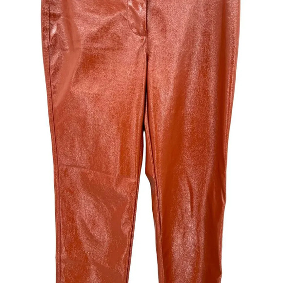 Aritzia Wilfred Shirley Pant Vegan Patent Leather Rust Brown Size 4 - Picture 7 of 13
